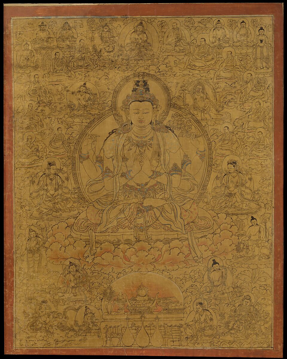 四臂觀音畫像，西藏，15世紀晚期，大都會博物館藏