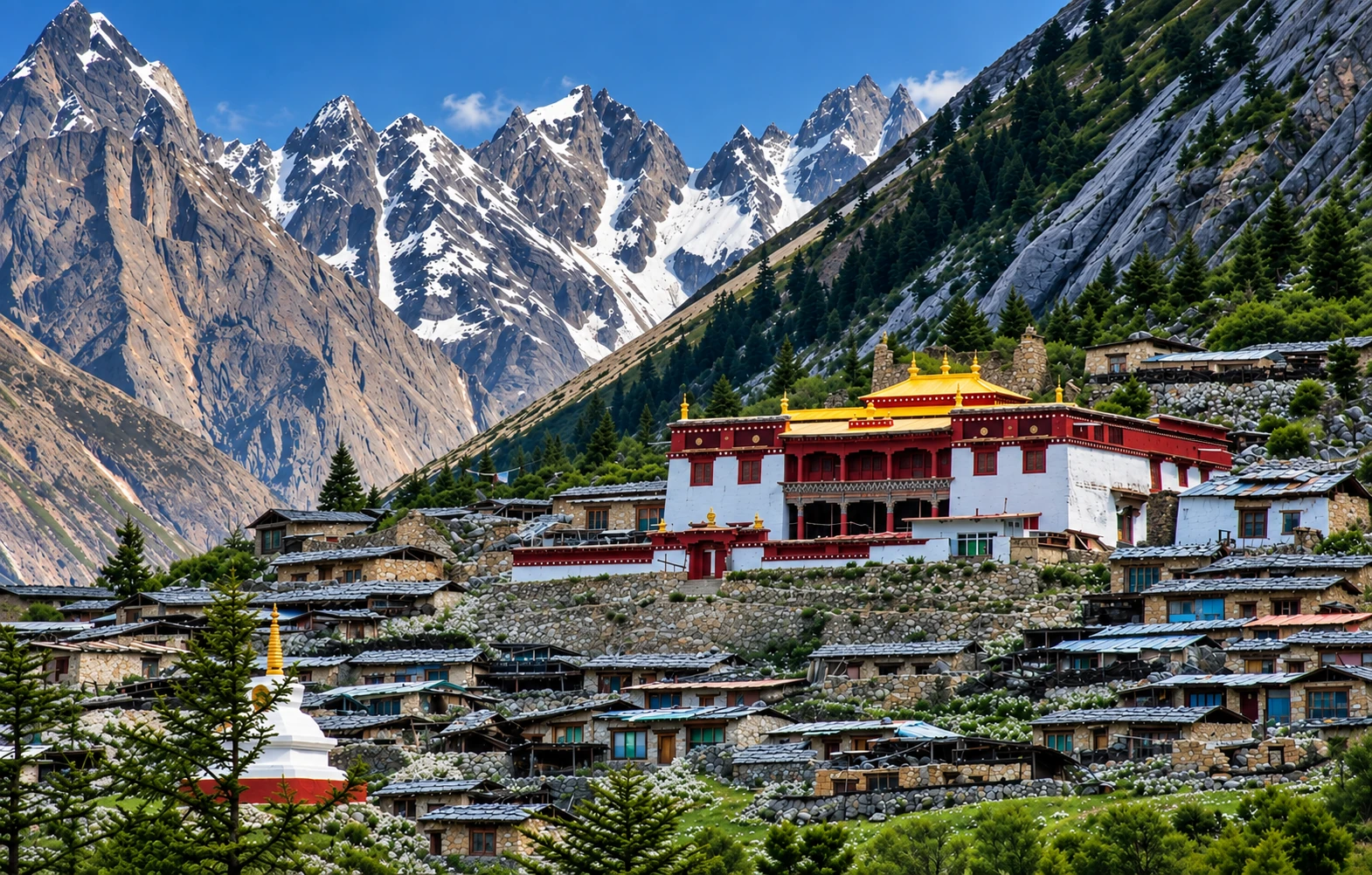 群山間的岡波聖地金頂建築
